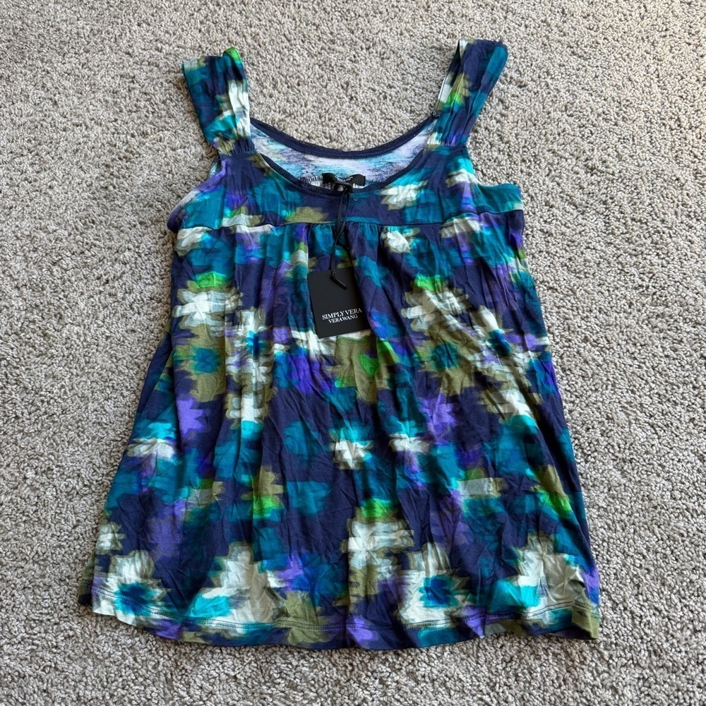 NWT Simple Vera by Vera Wang Purple Patterned Pajama Tank Top Small